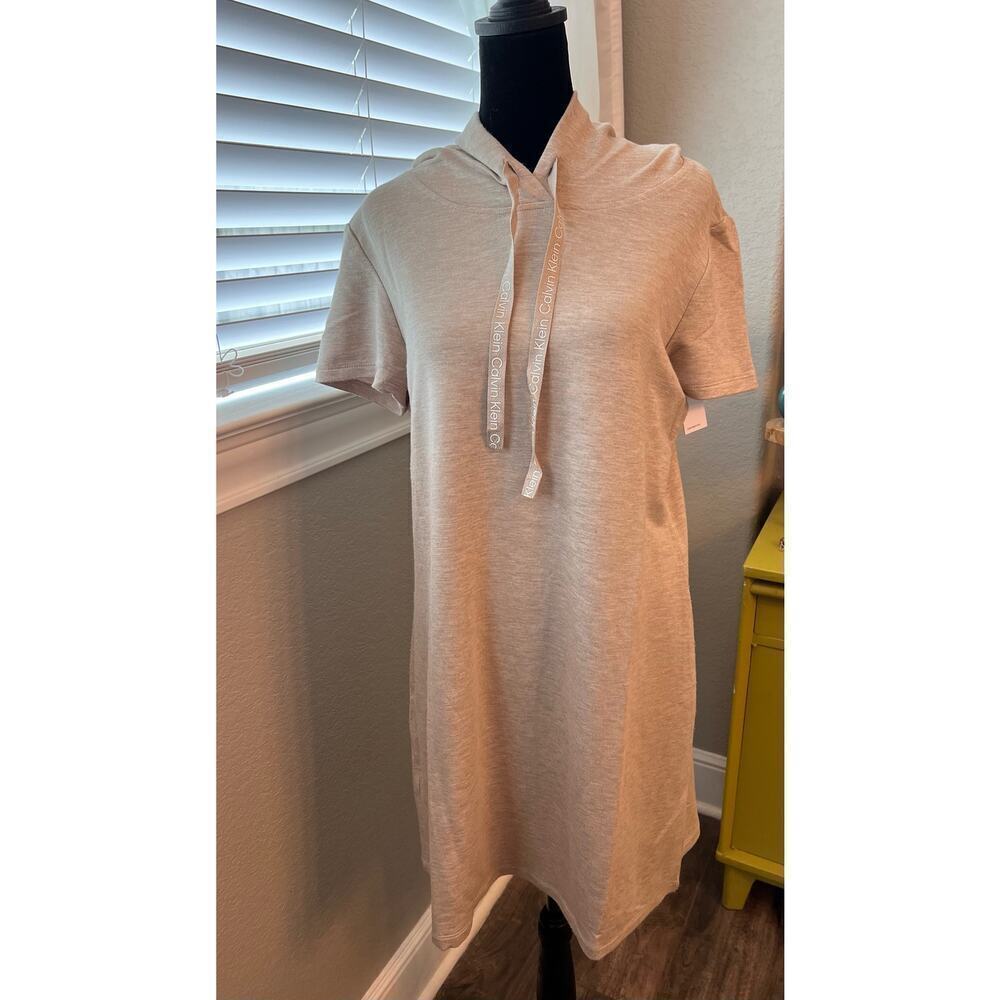 Casual Tan Hoodie Dress